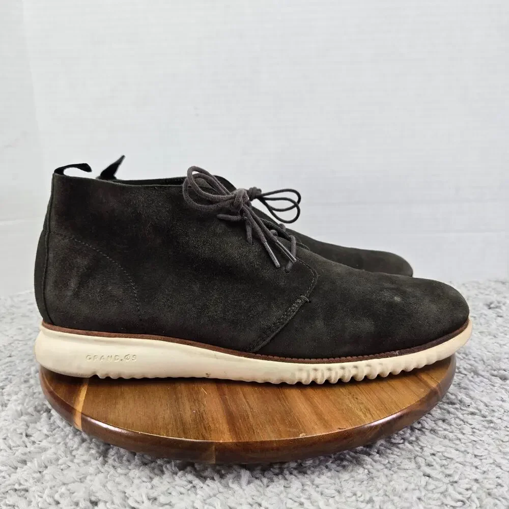 Cole Haan Men 13M Grand Os Gray Suede Casual Lifestyle Daily Lace Up Chukka Boot
